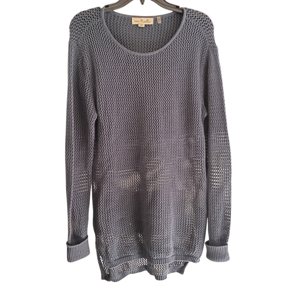 Simply Noelle Tops - EUC Simply Noelle Gray Open-Knit Mesh‎ Tunic Women S/M (8-10) Comfy Long Sleeve